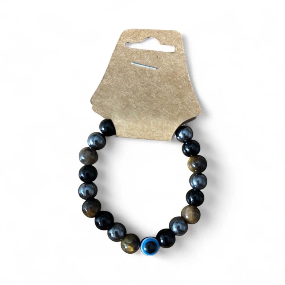 Women’s Healing Stone Bracelet Triple protection with Evil Eye bead